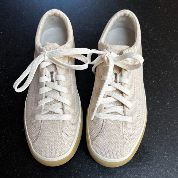 ROTHY'S "The Lace Up Sneaker," Biscuit (Cream, Beige and Brown) Sz 6 Exc. Cond. - Picture 2 of 8